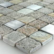 Quarzit Alu Naturstein Mosaik Fliesen 23x23x8mm Aluminium Natursteine Fliesen Mosaik