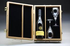 Wine Bottle Presentation Box With Wine Glasses Caixa Padrinhos 40 Anos Padrinhos