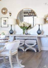 Round Gold Mirror Simple Thanksgiving Table Scape White Decor 2 Dining Room Buffet Home Dining Room Walls