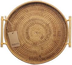 Sku 20.131.2 categories utility storage basket, wicker basket set 2, wicker round basket, wicker basket. Amazon Com Decrafts Round Rattan Bread Basket Woven Serving Tray With Handles For Cracker Dinner Parties Coffee Breakfast 12 6 Inches Serving Trays