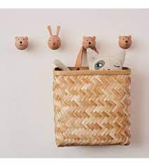 Wall Basket Sporta Naturel Bamboe 25x25cm Kids Wall Hooks Wooden Wall Hooks Baskets On Wall