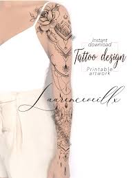 Sleeve Ornemental Printable Tattoo Design Ideas For Woman Tattoo Available On Etsy Laurencev Feminine Tattoo Sleeves Tattoo Designs Sleeve Tattoos For Women