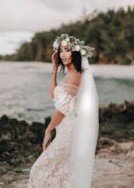 Beach Wedding Gown Liz Martinez Bridal Off The Shoulder Wedding Dress Lace Applique Sheer Hawaii Wedding Dress Wedding Dresses Lace Beach Wedding Gown