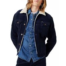 Wrangler Sherpa Corduroy Jacket Prussian Blue Jean Scene