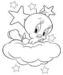 Show your kids a fun way to learn the abcs with alphabet printables they can color. Tweety Bird Coloring Pages On Clouds With Stars Bird Coloring Pages Tweety Bird Drawing Unicorn Coloring Pages