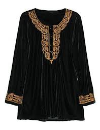 Black And Gold Tops Ladies La Cera Women S Velvet Top Plus Size 2x Black Gold Women Velvet Top Ladies Tops Fashion Fashion Clothes Women