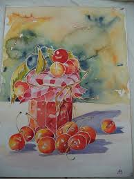 Aquarelle Sur Papier Arches Le Temps Des Cerises Pot De Etsy Watercolor Food Watercolor Art Art