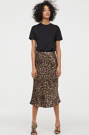 Calf Length Skirt Beige Leopard Print Ladies H M Us Leopard Print Skirt Calf Length Skirts Leopard Skirt Outfit