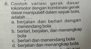Nah, gerakan itu termasuk kombinasi gerakan non lokomotor dan manipulatif. 6 Contoh Variasi Gerak Dasarlokomotor Dengan Kombinasi Gerakdasar Manipulatif Dalam Sepak Brainly Co Id