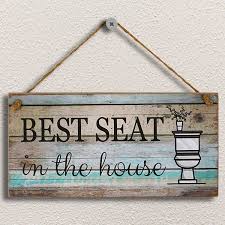 Powder room in farmhouse located in arlington, va. Funny Bathroom Wall Decor Sign Farmhouse Bathroom Decorations Wall Art Best Seat Wood Plaque Wish
