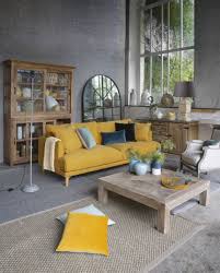 Canape 3 Places En Coton Et Lin Jaune Moutarde Raoul Maisons Du Monde Deco Salon Cocooning Mobilier De Salon Canape De Couleur