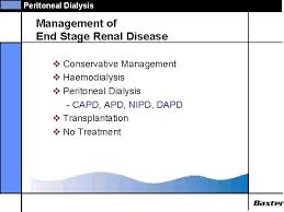 Symptoms may include leg swelling, feeling tired, vomiting. Peritoneal Dialysis End Stage Renal Disease Causes And