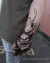 Hannya Mask Hand Tattoo Japanese Hand Tattoos Hand Tattoos Oni Tattoo