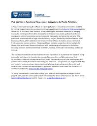 Your cover letter and cv are the first impression most employers will get of you. Auckland Freshwater Ecosystems Lab We Have Another Phd Scholarship Open For Someone Interested In Examining How Plastic Pollution Changes Ecosystem Processes In Soils Freshwater And Estuarine Ecosystems The Student Will Use