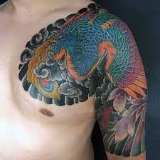 Half Sleeve And Chest Colorful Japanese Phoenix Tattoos For Men Japanese Phoenix Tattoo Tattoo Japanese Style Phoenix Tattoo