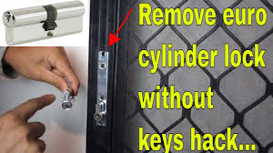 Then try pushing down (more unlikely) and see if that frees it. How To Remove Euro Cylinder Lock Without Key Replace Screen Door Lock Youtube
