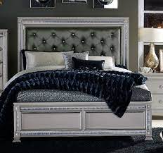 Bevelle modern glamour dining set. Homelegance Bevelle Queen Upholstered Panel Bed In Silver 1958 1