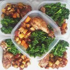Meal Prep Roasted Oriental Sweet Potatoes Baked Chicken Steamed Kale Meal Prep Clean Eating Clean Meal Prep Meal Prep
