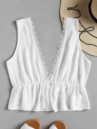 Black And White Tank Top Plunging Neck Lacework Tank Top Black White Aff Lacework Neck Plunging Tank White Ad Fashion White Summer Tops Tank Top Fashion