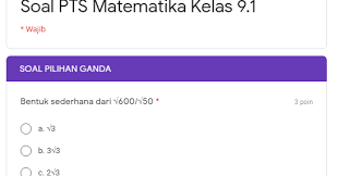 Check spelling or type a new query. Contoh Soal Pts Matematika Kelas 9 Smp Versi Daring Semester Ganjil Tahun 2020 2021 Guru Baik