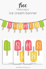 Ice Cream Banner For Your Summer Party Decor Summer Banner Printable Summer Party Decorations Summer Banner