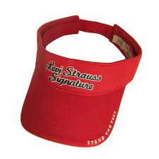 Levi Strauss Signature Visor Red Cotton Embroidered 1873 Hat Adjustable Levis Visor Visor Hats Rose Hat Visor