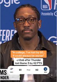 Jalen Williams keeping it real after blowout loss 💯 #nba #basketball  #jalenwilliams #okcthunder #timberwolves