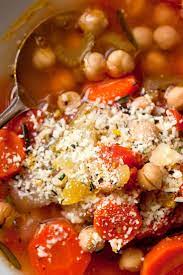 Chickpea Vegetable Soup With Parmesan Rosemary And Lemon Recipe Recipe Chickpea Soup Recipes Vegetarian Recipes