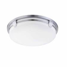 Falls between a flush mount fixture and a chandelier in style and hangs approximately 4 to 8 from the ceiling. Hampton Bay Hamilton 2 Light Brushed Nickel Fluorescent Flush Mount Hbf1209p 35 The Home Depot