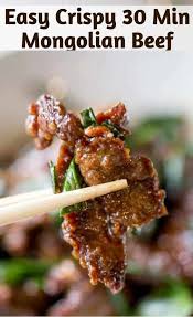 Mongolian Beef That S Easy To Make In Just 30 Minutes Crispy Sweet And Full Of Garlic And Ginger Flavor Cuisine Asiatique Recette Asiatique Recettes De Cuisine