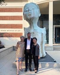Selma Holo, Director of the Fisher Museum of Art, Mei-Lee Ney, collector  and philanthropist, and me at the unveiling yesterday of The Well, 2014,  which is permanently installed in front of