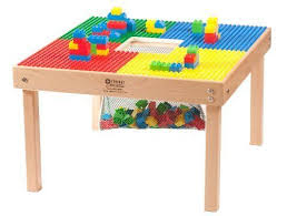 Duplo Compatible Table 27 X 27 With Built In Block Storage Bag Made In The Usa Solid Hardwood Legs Ful Maple Wood Table Desk And Chair Set Lego Table