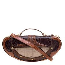 Fendi Brown Python And Croc Mirrored Vanity Shoulder Bag Fendi Tlc
