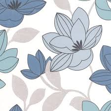 Superfloral Blue Flower Wallpaper Modern Floral Wall Coverings By Graham Brown Blue Floral Wallpaper Blue Flower Wallpaper Flower Wallpaper