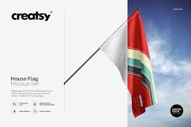 House Flag Mockup Set House Flags Mockup Design Mockup