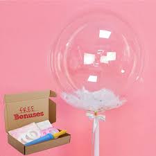 Led luminous balloon rose bouquet. Happyboom 50 Pack 20 Inch Bobo Balloons Big Clear Bubble Balloon Free Bonus Pump Pink White Feathers Ribbons Large Transparent Balloons For Wedding Decorations Birthday Led Flowers Buy