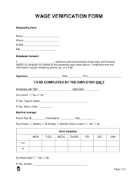 free wage verification form word pdf eforms