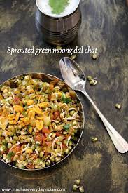 Healthy Sprouted Green Moong Dal Chaat Madhu S Everyday Indian Recipe Chaat Recipe Chats Recipe Indian Food Recipes