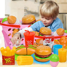 Bueno, ahora tienes que hacerlo. Juego De Comida Rapida Hamburguesa De Juguetes De Cocina Juguetes Cesta Cocina De Juguete Educativo Para Los Ninos Neins Piratie