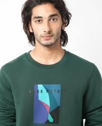 Rare Rabbit Men's Winfred Green Cotton Graphic Print Regular Fit Full