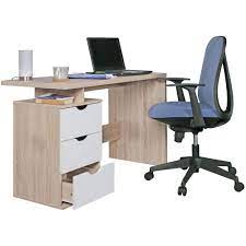 Daraus entwickelte sich die entdeckung der ergonomie für junge menschen. Finebuy Schreibtisch 120 X 76 X 53 Cm Mit 3 Schubladen In Sonoma Weiss Computertisch