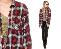 Black And White Flannel Women S Oversized Plaid Shirt 90s Flannel Red Black White Checkered Etsy Oversized Plaid Shirts How To Wear Flannels Flannel Shirt Outfit