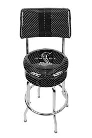 Stools, ford authorized service stool, blue/white cushion, ford logo, swivel, black steel legs, each. Custom Swivel Bar Stool With Back
