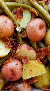 Southern Style Green Beans With Potatoes And Bacon Green Bean Recipes Green Beans And New Potatoes Recipe Southern Style Green Beans