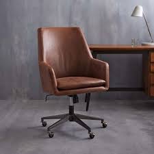 High Back Helvetica Leather Desk Chair Office 559 West Elm 27 5 W X 25 D X 39 H Leather Office Chair Luxury Office Chairs Home Office Chairs