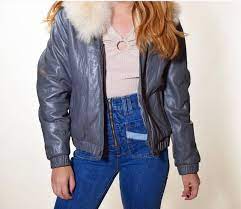 Retro 1980s Bomber Leather Jacket With Fur Collar Authentic Vintage 1980s Wilson S Leather Brand Zip U Fur Leather Jacket Leather Bomber Jacket Leather Bomber