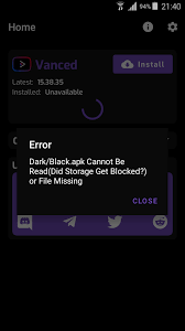 Only install the base apk, which will then crash due to missing resources. Error Dark Black Apk Cannot Be Read Issue 190 Ytvanced Vancedmanager Github