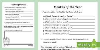 Wo lle n sie am str an d lie ge n un d im me er sc hw im me n? Months Of The Year Worksheet Primary Resources