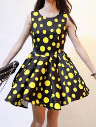 Black Yellow Sleeveless Polka Dot Ruffles Dress Sheinside Com Polka Dots Fashion Clothes Clothes Design