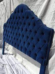 Special thanks to amy for sharing her photo. Royal Blue Extra Tall King Size Tufted Headboard With A Row Of Nickel Nails Upholstered Tufted Camas Tapizadas Espaldares De Camas Ideas De Dormitorio Moderno